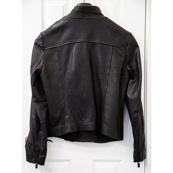 Halogen Moto Style Genuine Leather Jacket, size petite M - Picture 6 of 6